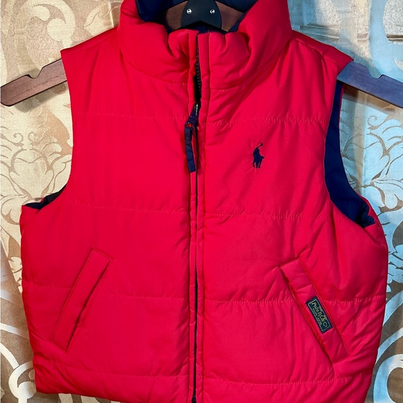 Polo by Ralph Lauren Reversible Kids Red/Navy Blue Puffer Vest Size 3 - Picture 1 of 11